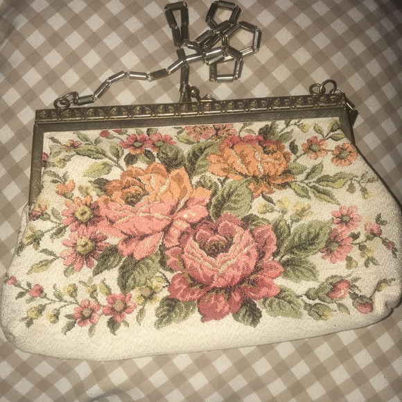 Vintage floral tapestry bag with glitter effect - Picture 7 of 11